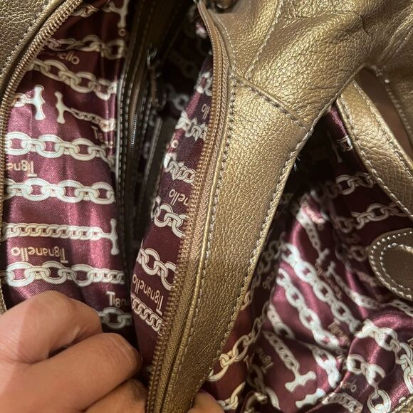 🆕 Tignanello Bronze Leather Shoulder Bag With wallet - Picture 9 of 11